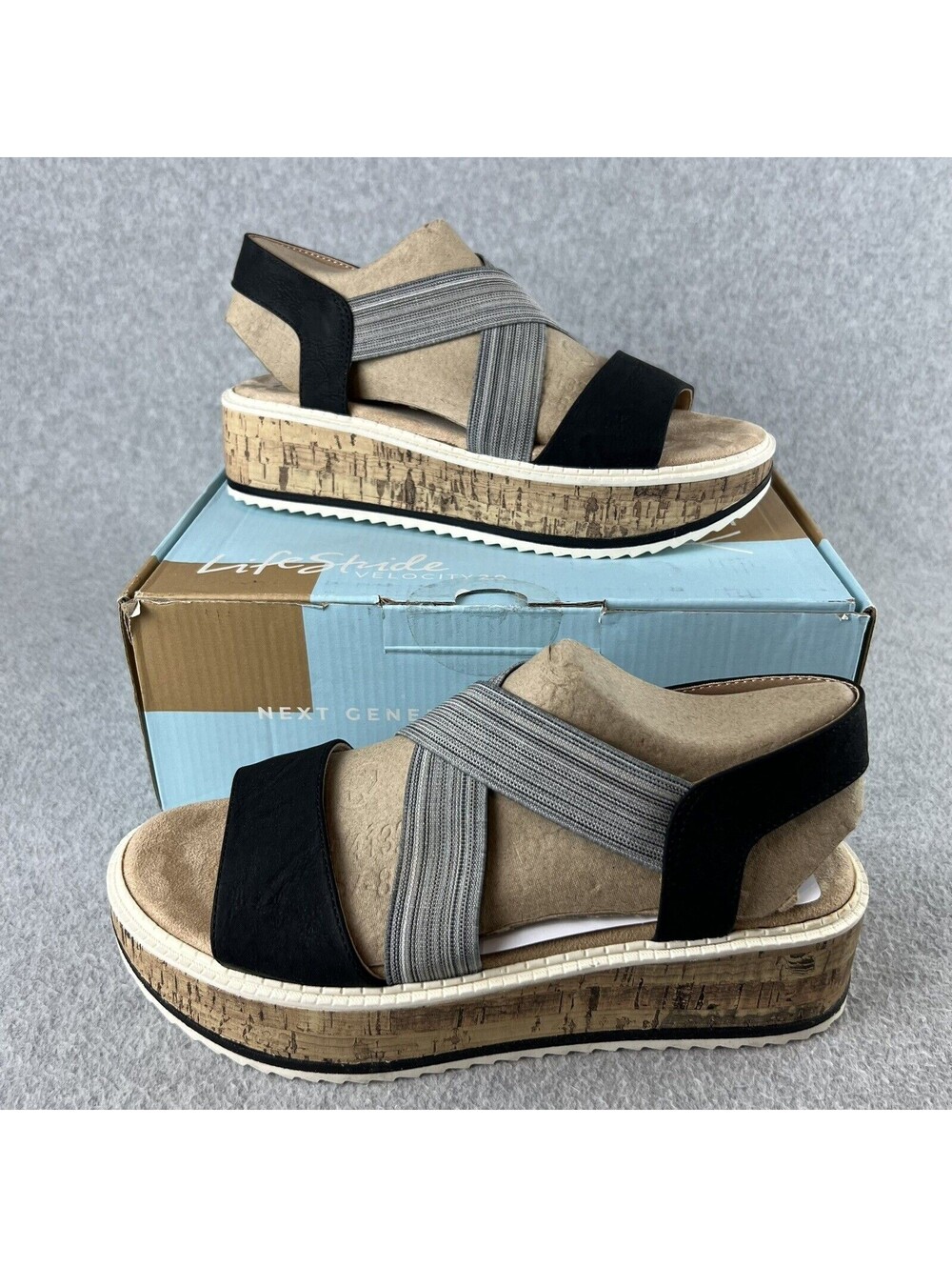 lifeStride Womens Platform Strap Sandals Size 8.5 Casual Flats Beach Vaca